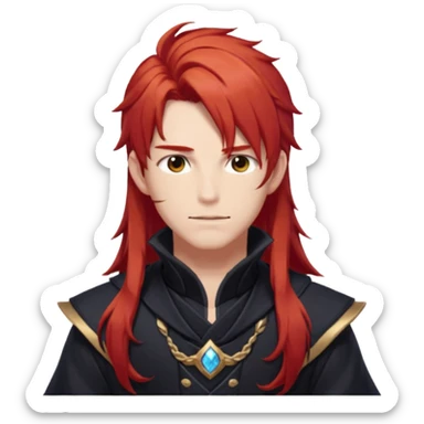 Diluc from Genshin Impact (tall male adult) (long hair) (half body) sticker