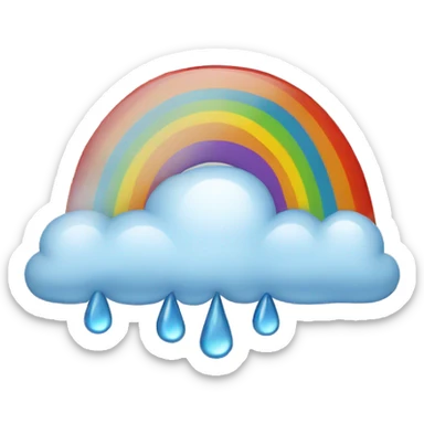 rainbow with rain and clouds sticker