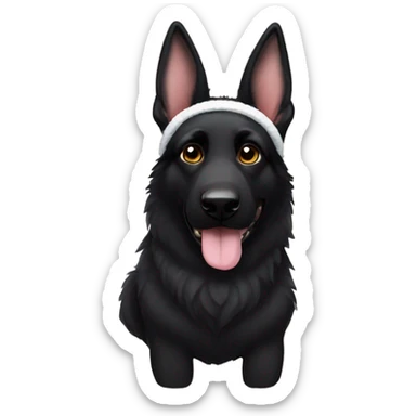 All black German shepherd with bunny ears headband sticker