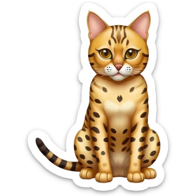 Bengal cat full body sitting with a mask sticker