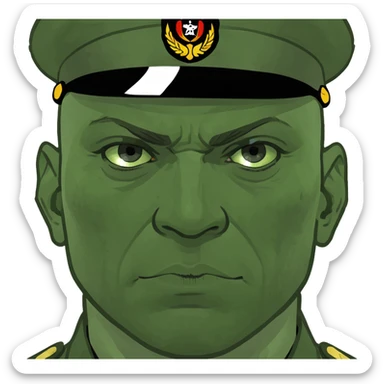 military man with two-thousand-yard stare sticker
