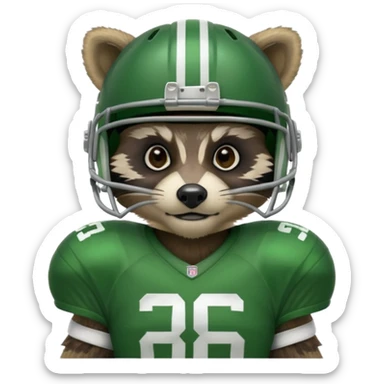 american football player raccoon green sticker