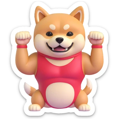 shiba inu, with muscles sticker