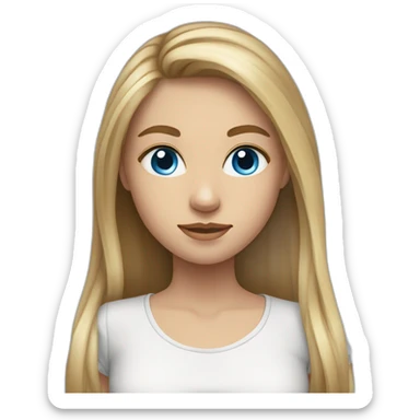 a teenager girl with long dark blond tied hair, blue eyes sticker