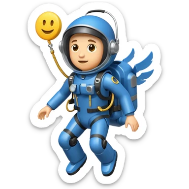 Erstelle mir einen Fallschirmspringer im emoji style mit einem Motor hinten dran  sticker