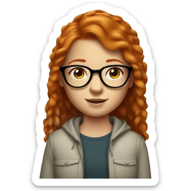 ginger girl with glasses and freckles sticker