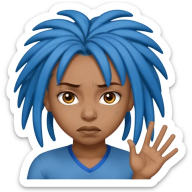 brown girl with blue locs saying fuck you sticker
