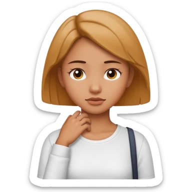 girl with two hands holding her neck across sticker