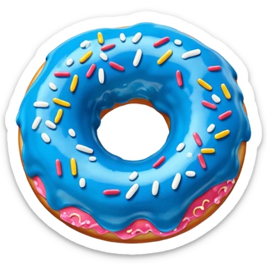 A donut with blue icing  sticker