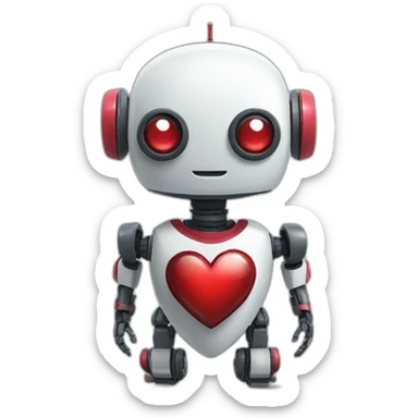 heart shaped robot sticker