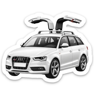 Audi white car wagon sticker