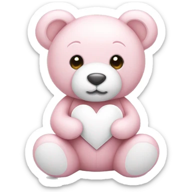Light pink teddy bear with white heart sticker