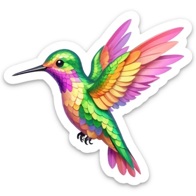 mostly peach pink plus yellow-green humming bird sticker