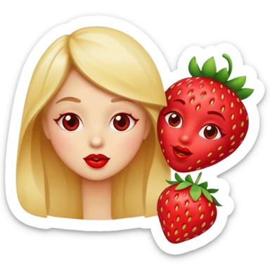 strawberry 🍓 and red kiss 💋 fashioned stylish little emoji for “slay” reaction sticker