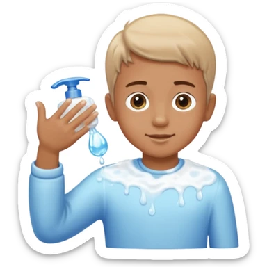 boy wash hands with soap and water sticker