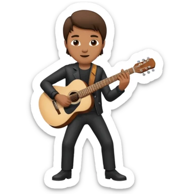 Create a picture of this man, keeping the same exact outfit but with him playing guitar sticker