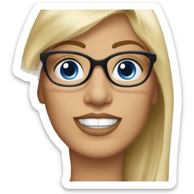 blonde woman with blue eyes and glasses kisses George Clooney  sticker