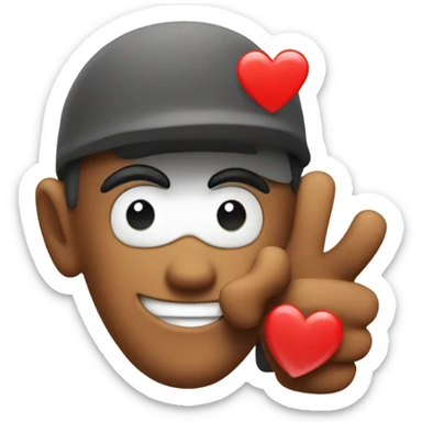 thumbs up on the background of a red heart sticker