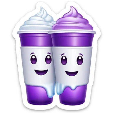 2 white styrofoam cups stacked on each other filled with a purple liquid with ice in it sticker