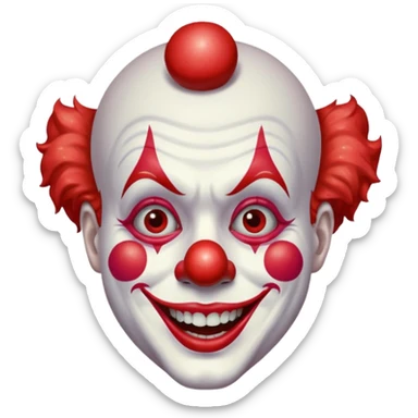 red glitter clown with the retarded facial expression sticker