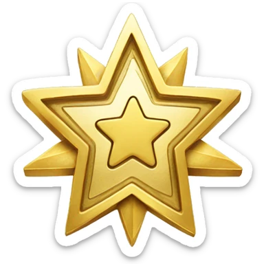 Gold coin in bright color with star in center sticker