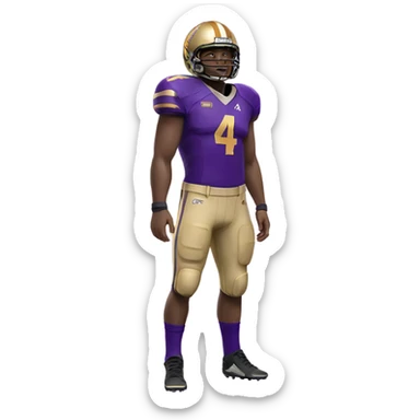 Football player in purple and gold uniform number 4 sticker