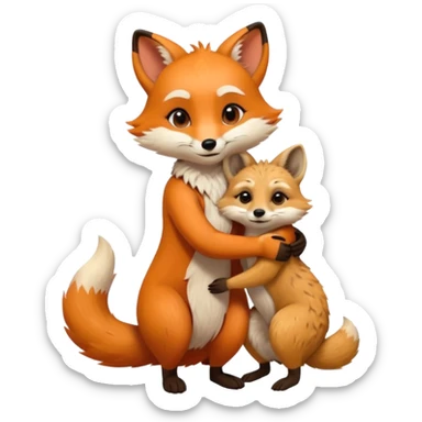 A cute female 9 tail fox hugging a meerkat sticker