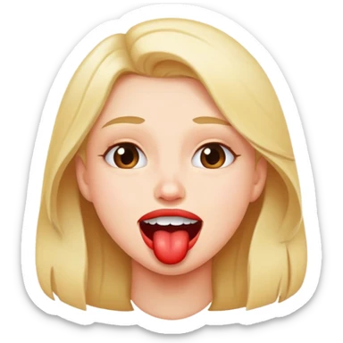 biting lip with a playful expression sticker