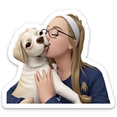 girl kissing her dog sticker