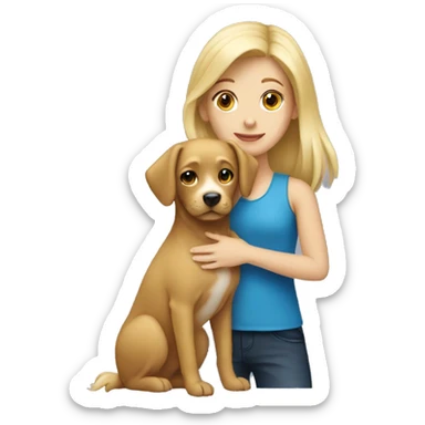 Blonde girl holding a dog sticker