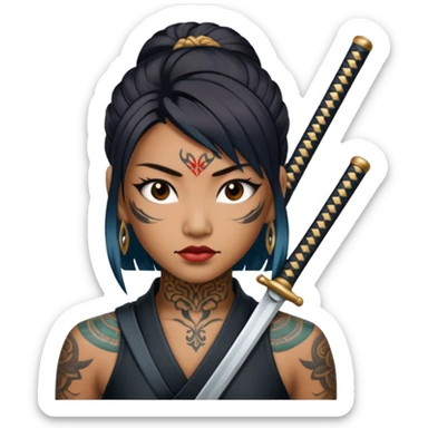 asia katana with tattoos without any person sticker