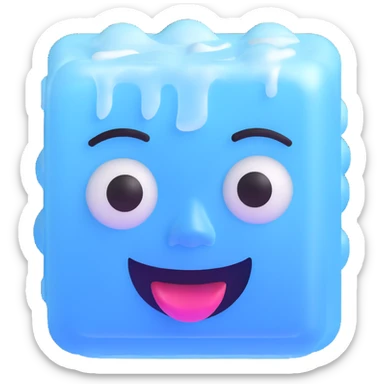 ice cube with frozen face sticker