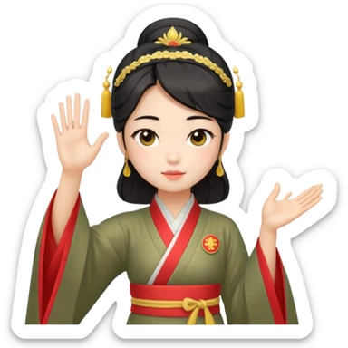cute and sexy chinese girl in hanfu, paying respect by "salute" gesture as in army, using right hand sticker