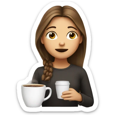 girl putting her head into a coffee cup sticker