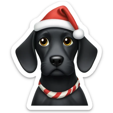 Black dog wrapped in Christmas wrapping paper  sticker