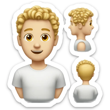 dutch white guy with undercut curly hair sticker