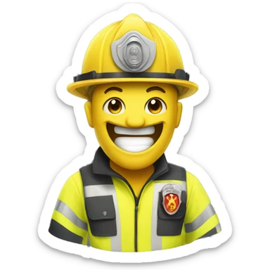 A lemon with but in a fireman outfit smiling sticker
