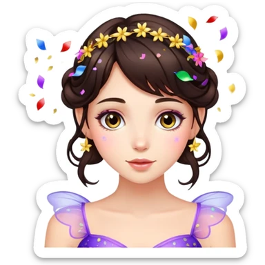 Beautiful Birthday Confetti fairy brunette sticker