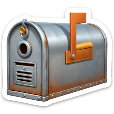 silver mailbox with sticker