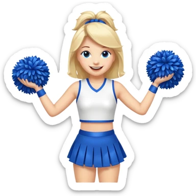 give me a full-length cheerleader with blue pom poms  sticker