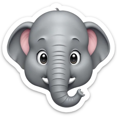cinematic-comical-elephant-portrait-emoji,-head-tilted-dramatically-with-an-exaggeratedly-amused-expression,-featuring-a-striking-gray-hide-with-whimsical-wrinkles-and-wide,-expressive-eyes-full-of-playful-disbelief,-simplified, zoomed out to show shoulders sticker