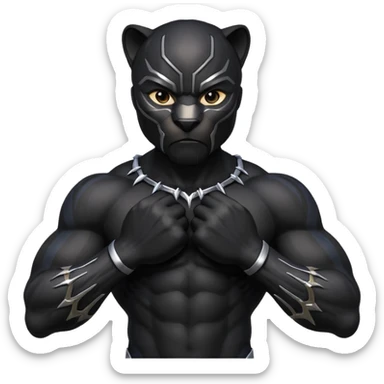 Black panther doing signature pose while standing crossing his claws on his chest sticker