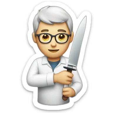 Geek Holding A Knife sticker