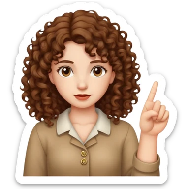 A girl with curly hair  pulling the middle finger ￼ sticker