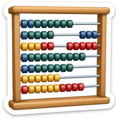 Generate 6 unique emoji-style icons of different abacus designs showing counting beads, wooden frames, and educational math tools. sticker