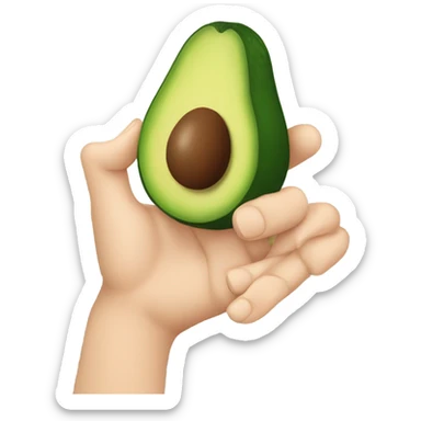 A half cut avocado in hand sticker