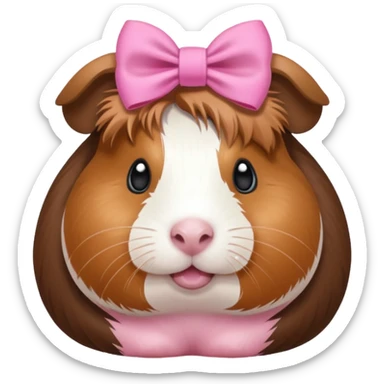 Guinea pig wearing a pink bow sticker