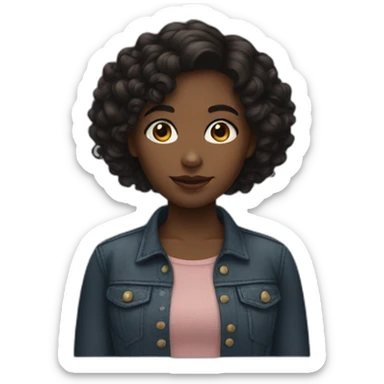 medium dark girl with short curly dark hair sticker