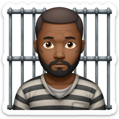 sad black tattooed bearded male prisoner sticker