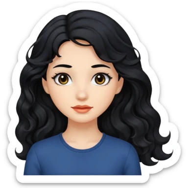 Beautiful girl,Black hair,wavy hair，long hair,Black eyes  sticker